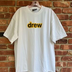 drew house White Tee with Yellow Logo